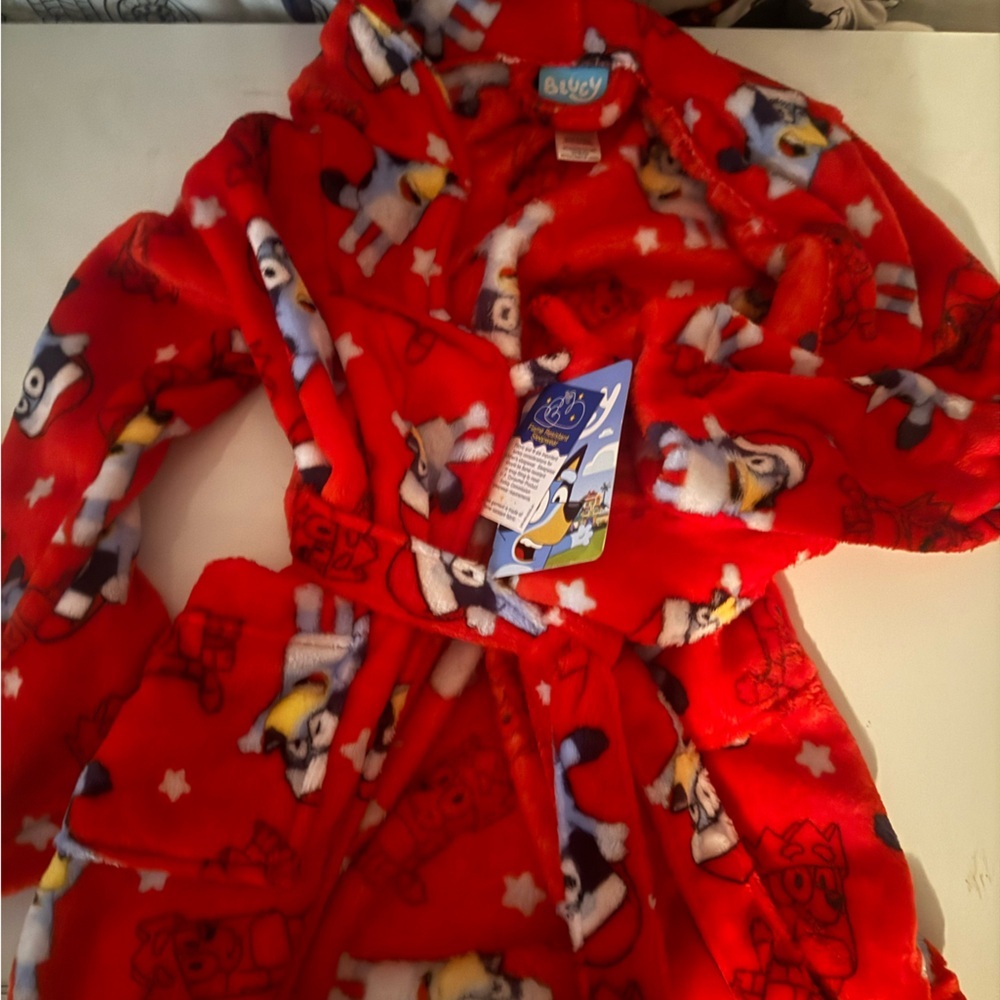 Bluey Red Fleece with Playful Print
